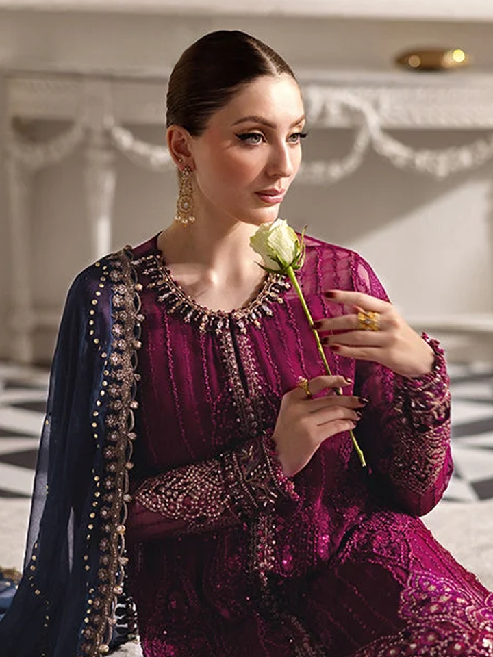 3 Piece Unstitched Embroidered Chiffon Suit