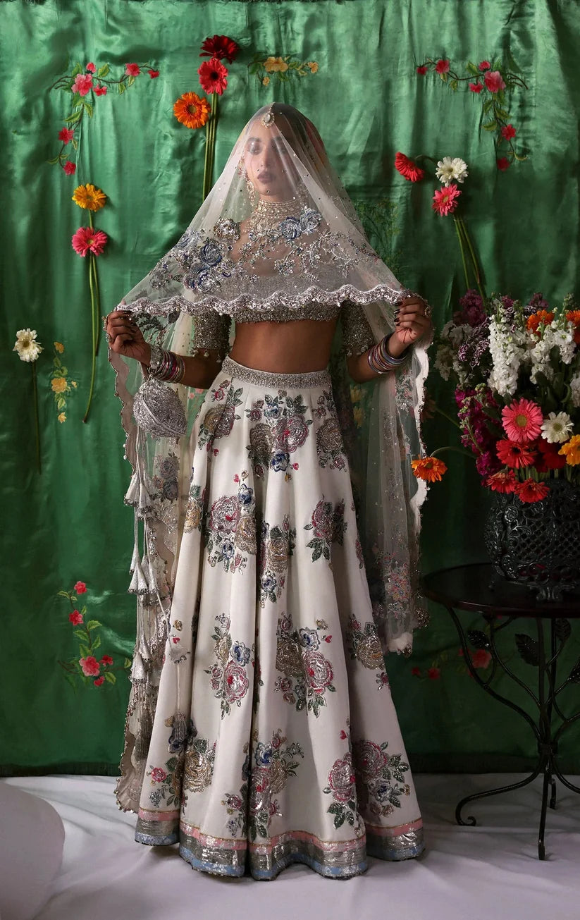 Hussain Rehar Luxury Raw Silk Embroidered 3Pc Suit