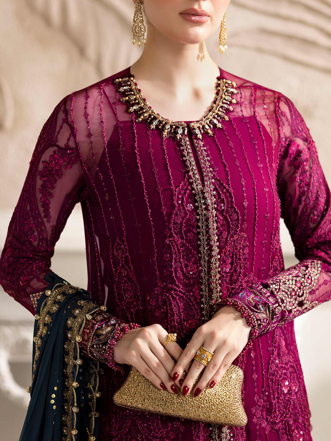 3 Piece Unstitched Embroidered Chiffon Suit