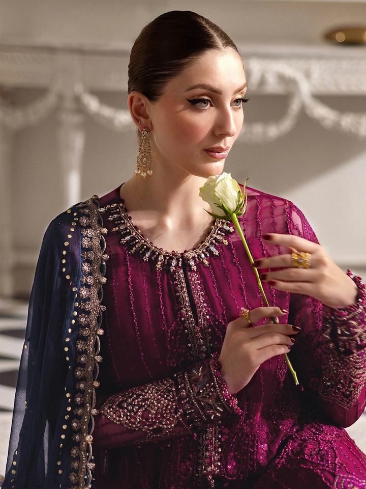 3 Piece Unstitched Embroidered Chiffon Suit