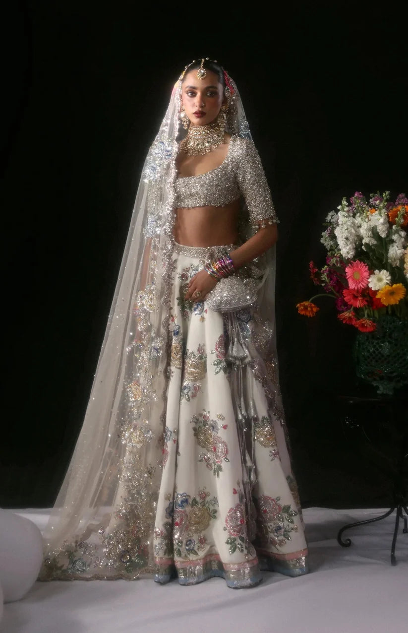 Hussain Rehar Luxury Raw Silk Embroidered 3Pc Suit