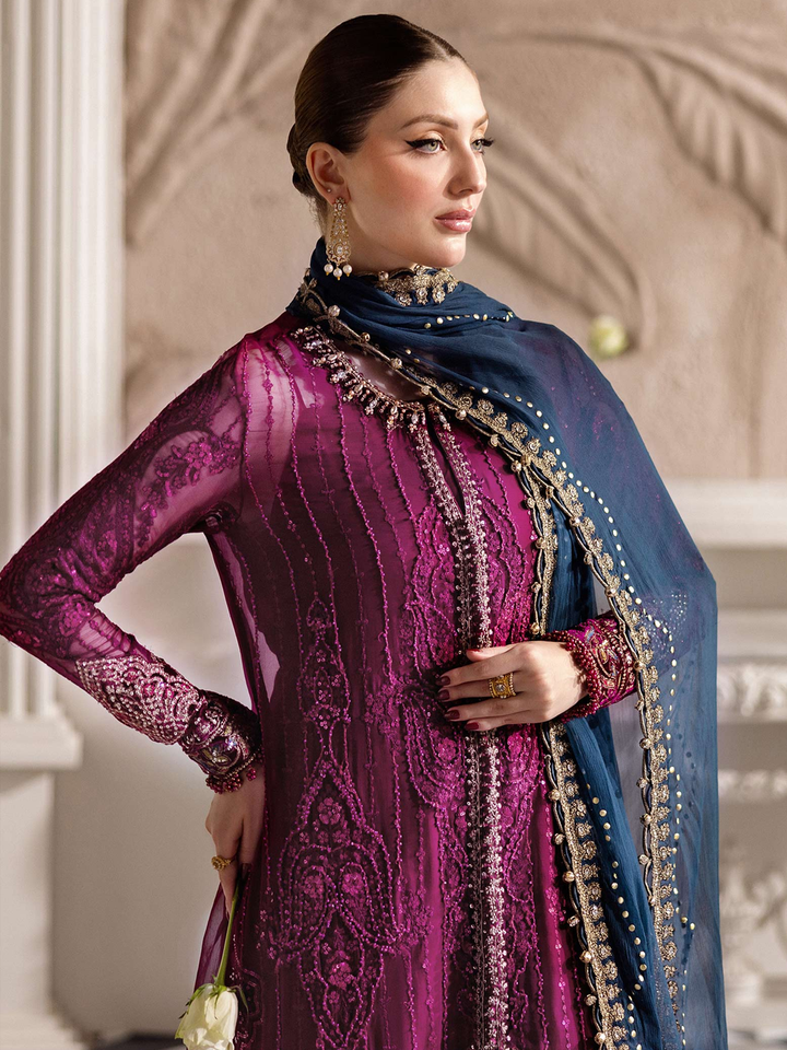 3 Piece Unstitched Embroidered Chiffon Suit