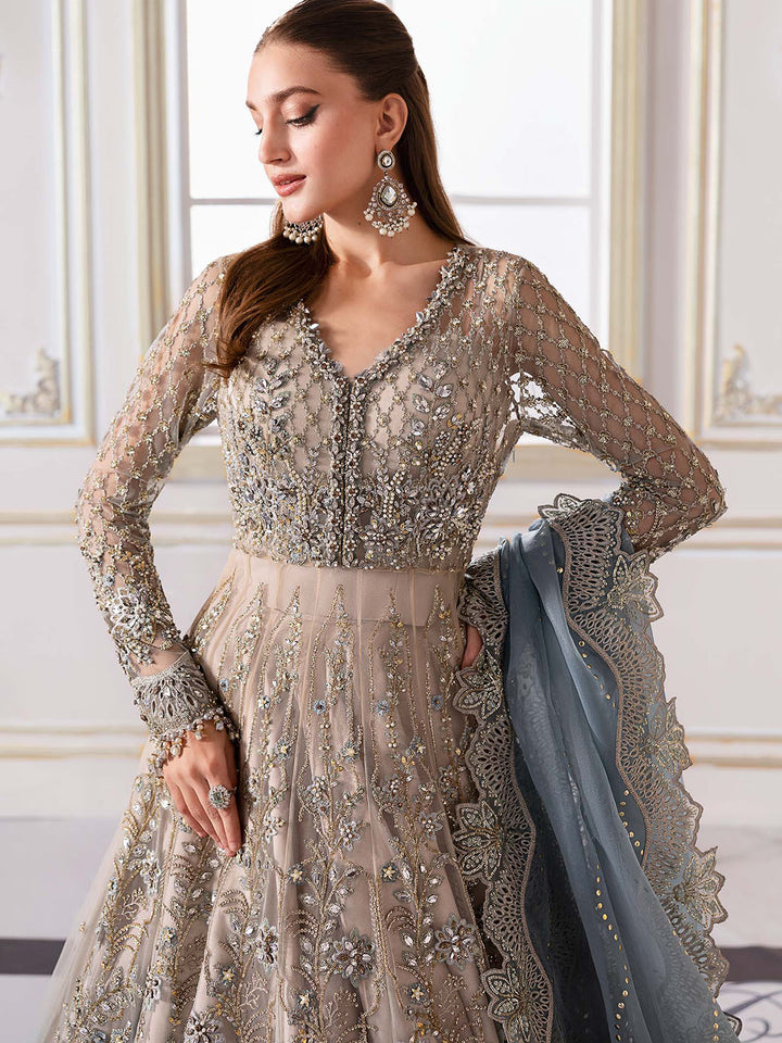 3 Piece Unstitched Embroidered Net Suit Maria b_