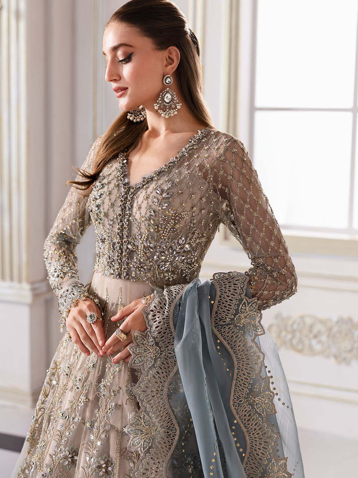 3 Piece Unstitched Embroidered Net Suit Maria b_