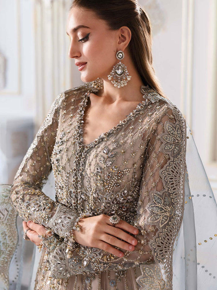 3 Piece Unstitched Embroidered Net Suit Maria b_