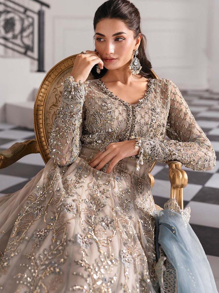 3 Piece Unstitched Embroidered Net Suit Maria b_