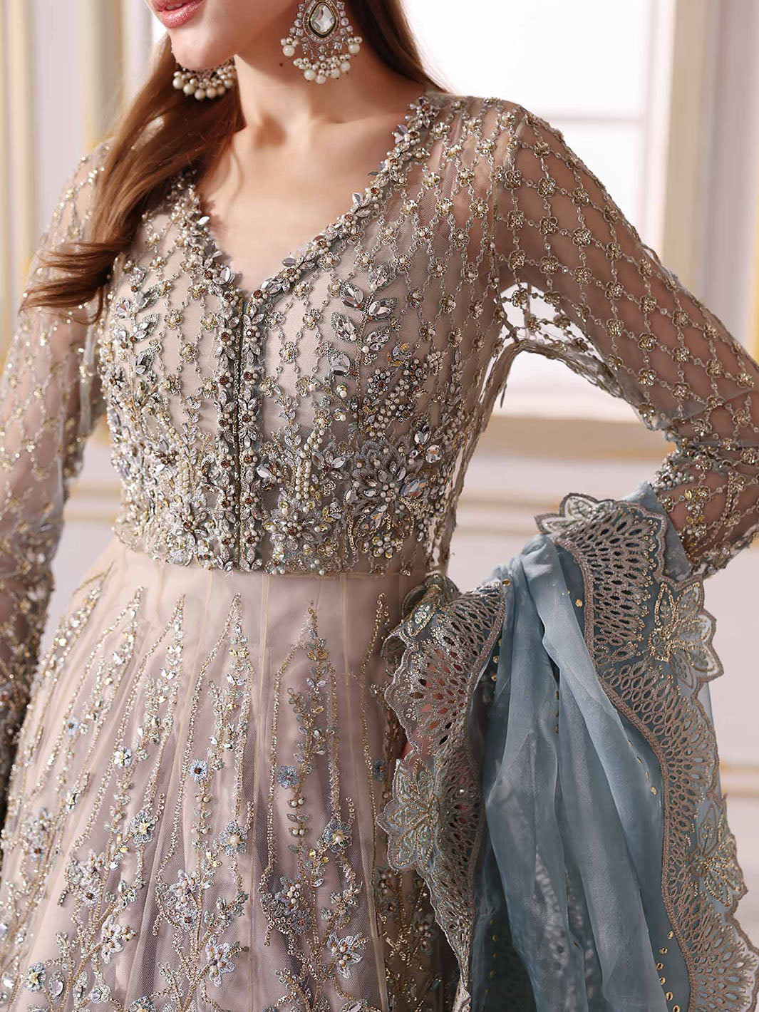3 Piece Unstitched Embroidered Net Suit Maria b_