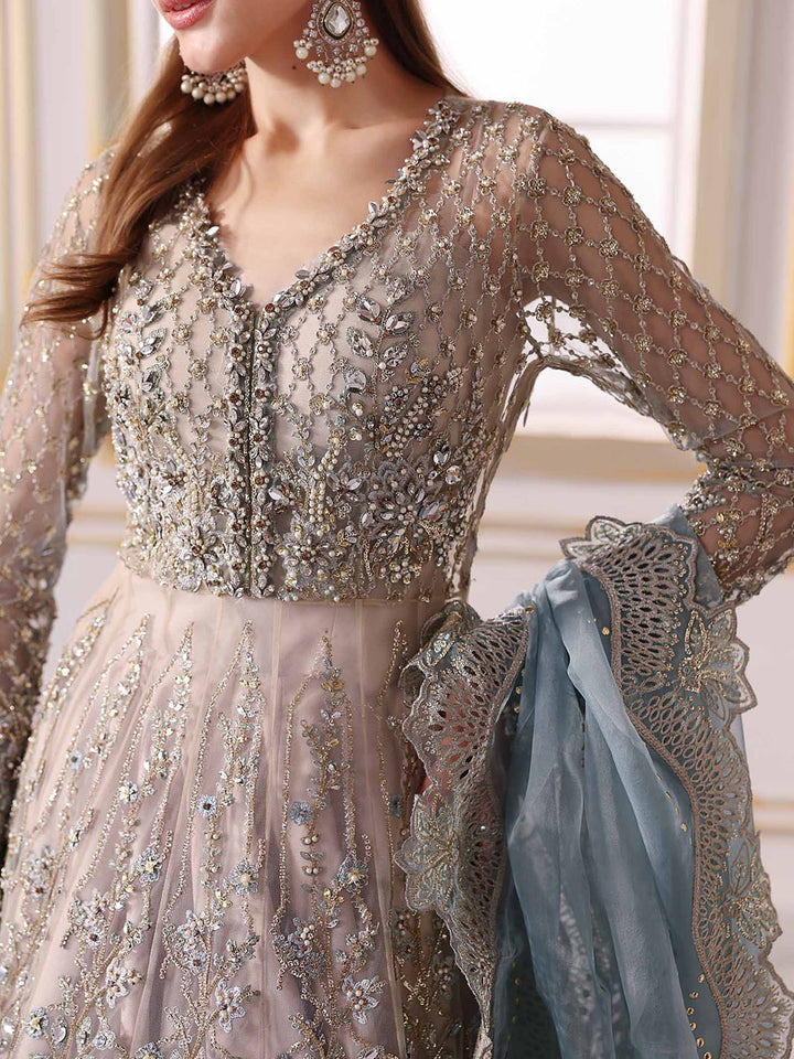 3 Piece Unstitched Embroidered Net Suit Maria b_