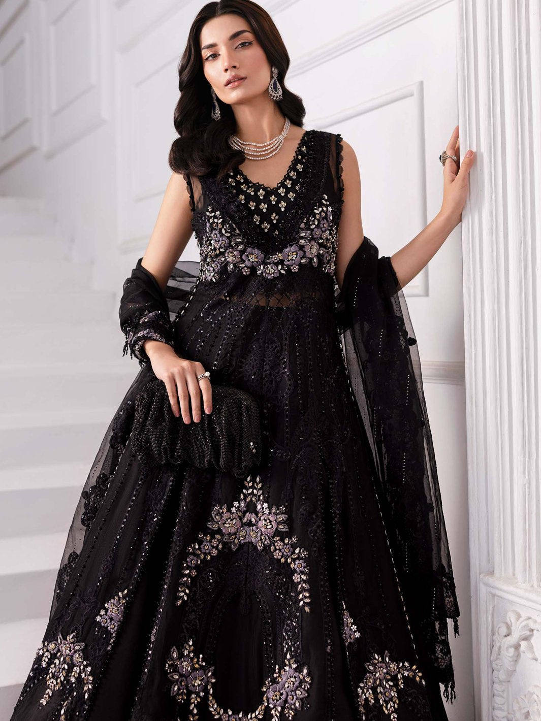 Embroidered organza Suit  Maria b