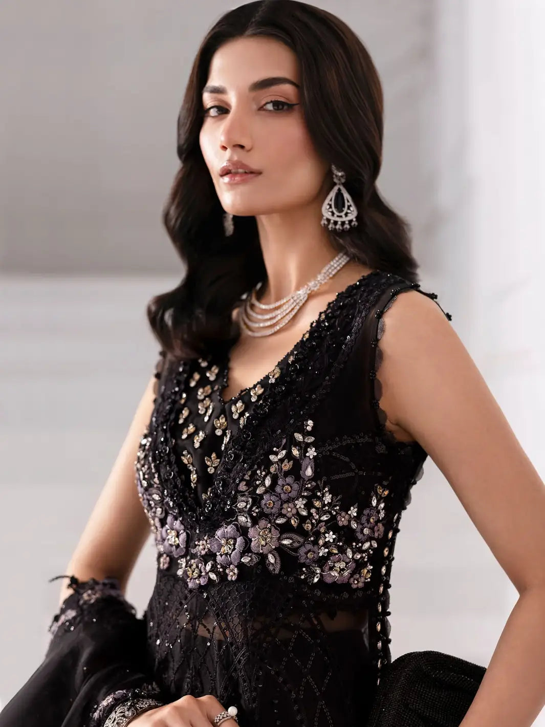 Embroidered organza Suit  Maria b