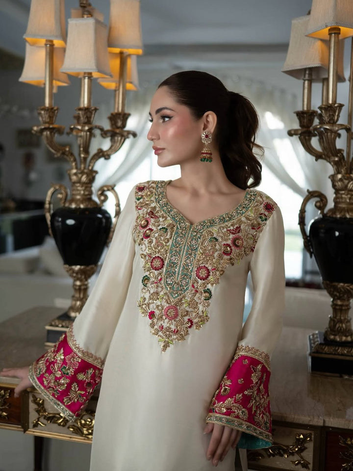 Raw silk Hand Embellished &amp; Embroidered 3 Piece