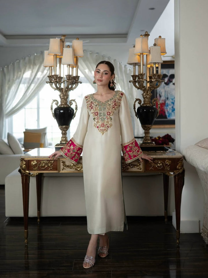 Raw silk Hand Embellished &amp; Embroidered 3 Piece