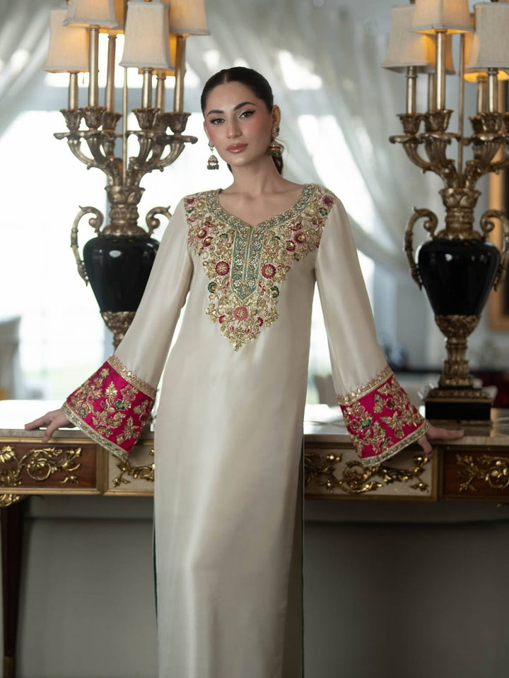 Raw silk Hand Embellished &amp; Embroidered 3 Piece